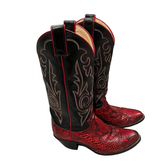 Justin Snakeskin and Leather Western Boots, Sz 5.5 - Picture 4 of 16